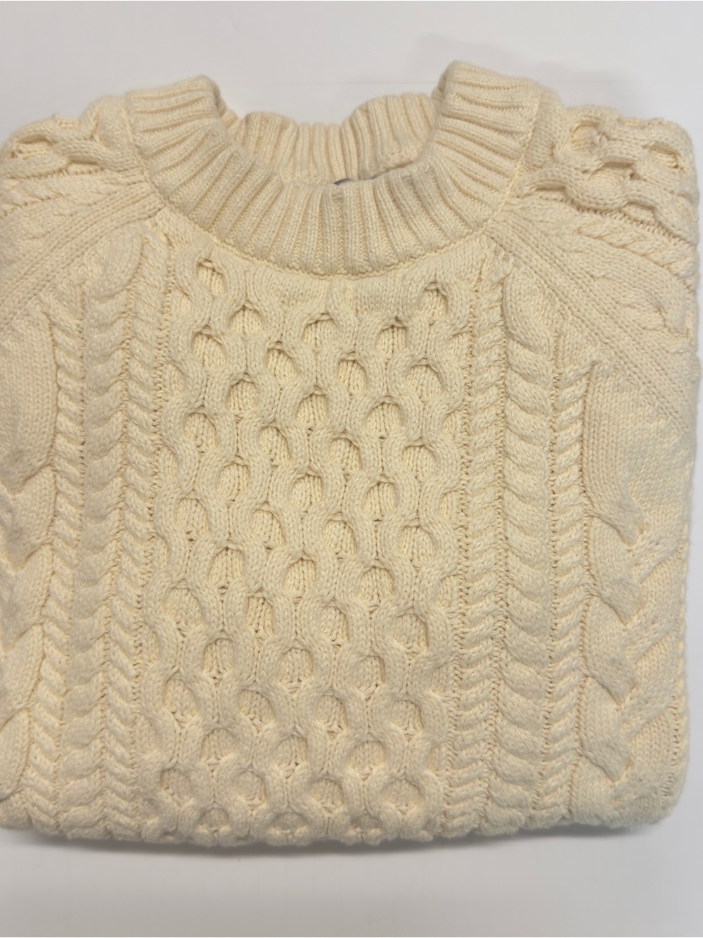 J.Crew Vintage Heavyweight 100% Cotton Cable Knit Fisherman Sweater Cream Size S - Picture 10 of 10